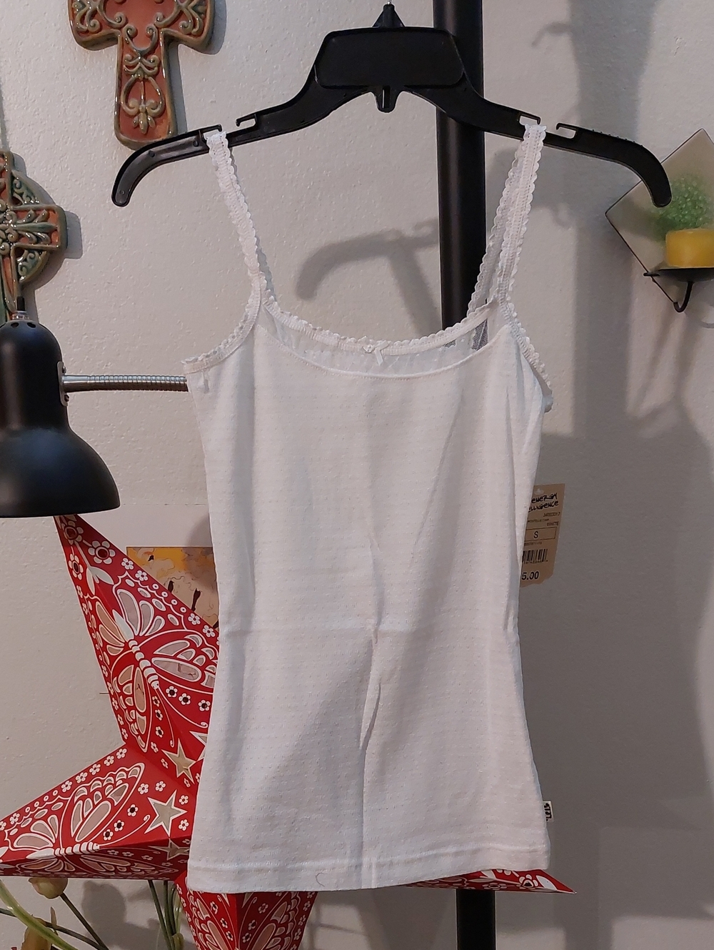 Vintage Y2K White Pointelle Lace Cami
